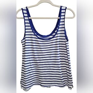 J.Crew Vintage Women Tank Top Cotton Striped Blue and White Oversized Size XS